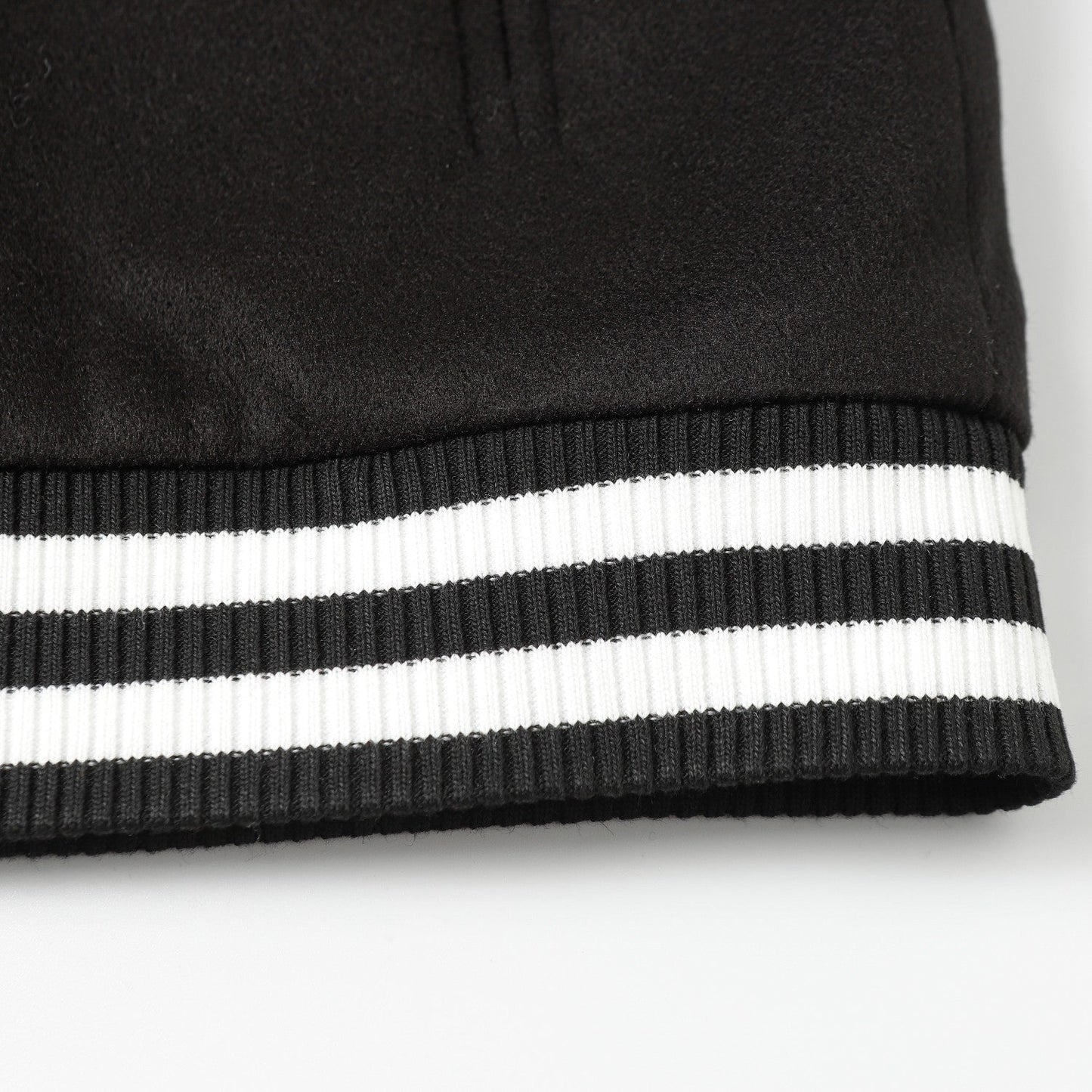 Cross Embroidered Leather Sleeve Varsity Jacket - Black Street Style 116
